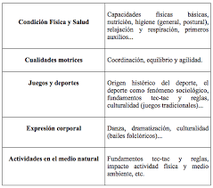 contenidos educacion fisica