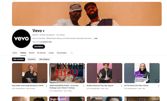 vevo videos musicales youtube