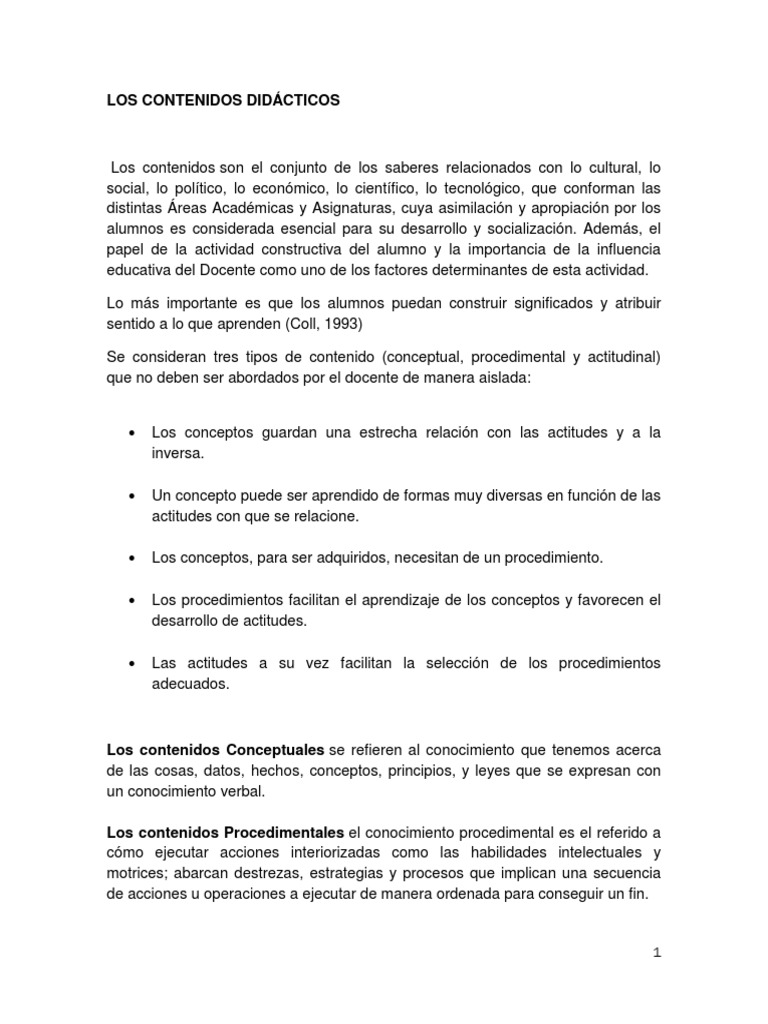 ejemplos de contenidos didácticos